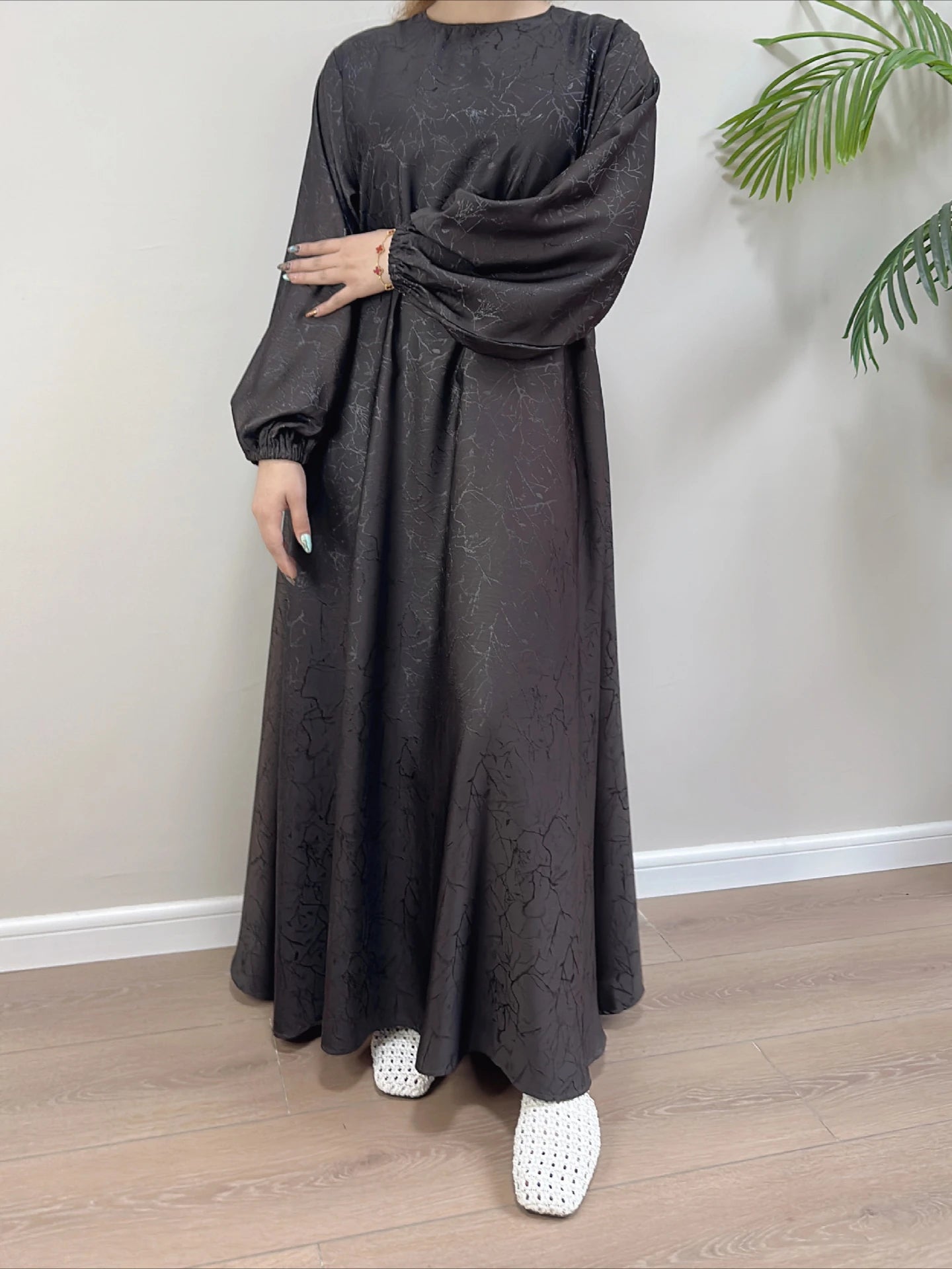 Eid Floral Print Muslim Abaya Dress Women Ramadan Satin Party Dresses Dubai Arab Moroccon Kaftan Gown Robe Vestido Caftan 2025