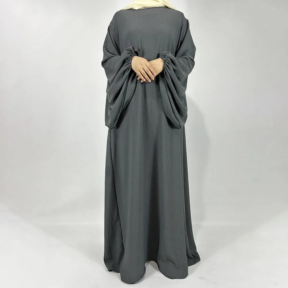 New Balloon Sleeve Abaya Jazz Crepe Wide Bottom Loose EID Ramadan Dubai Muslim Woman Wholesale Islamic Clothing Modest Dress