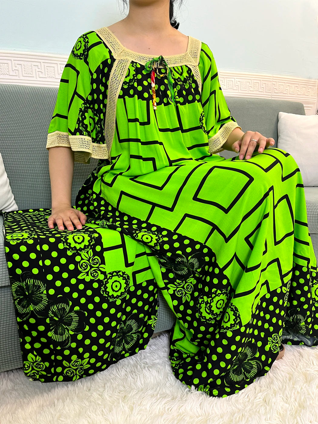 Muslim Abayas For Women 2024 Dubai Boat Neck Cotton Pocket Printed Embroider New Caftan Marocain Femme Loose Robe With Headscarf