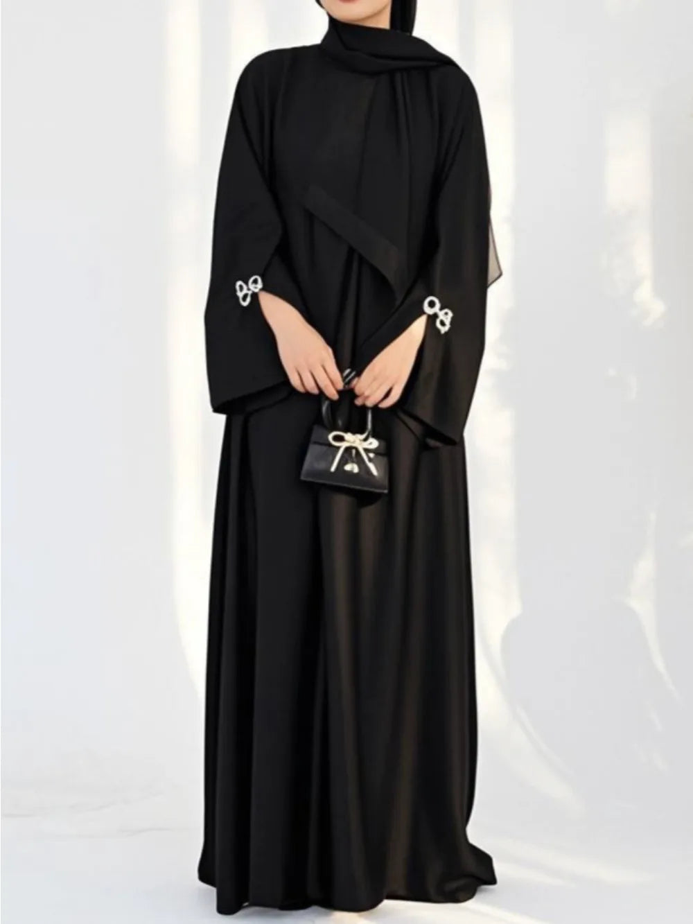 Eid Muslim Abaya for Women Bow Dresses Jalabiya Vestidos Split Sleeve Ramadan Morocco Dubai Long Robe Party Islam Kaftan 2025