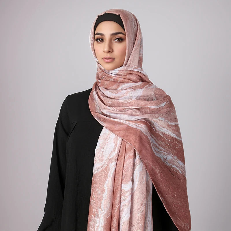 1Pcs Watercolor Print Lady Hijab Women Bohemian Soft Islam Ramadan Muslim Hijabs Foulard Femme Shawl Wrap Scarf Headscarf