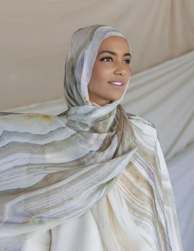 1Pcs Watercolor Print Lady Hijab Women Bohemian Soft Islam Ramadan Muslim Hijabs Foulard Femme Shawl Wrap Scarf Headscarf