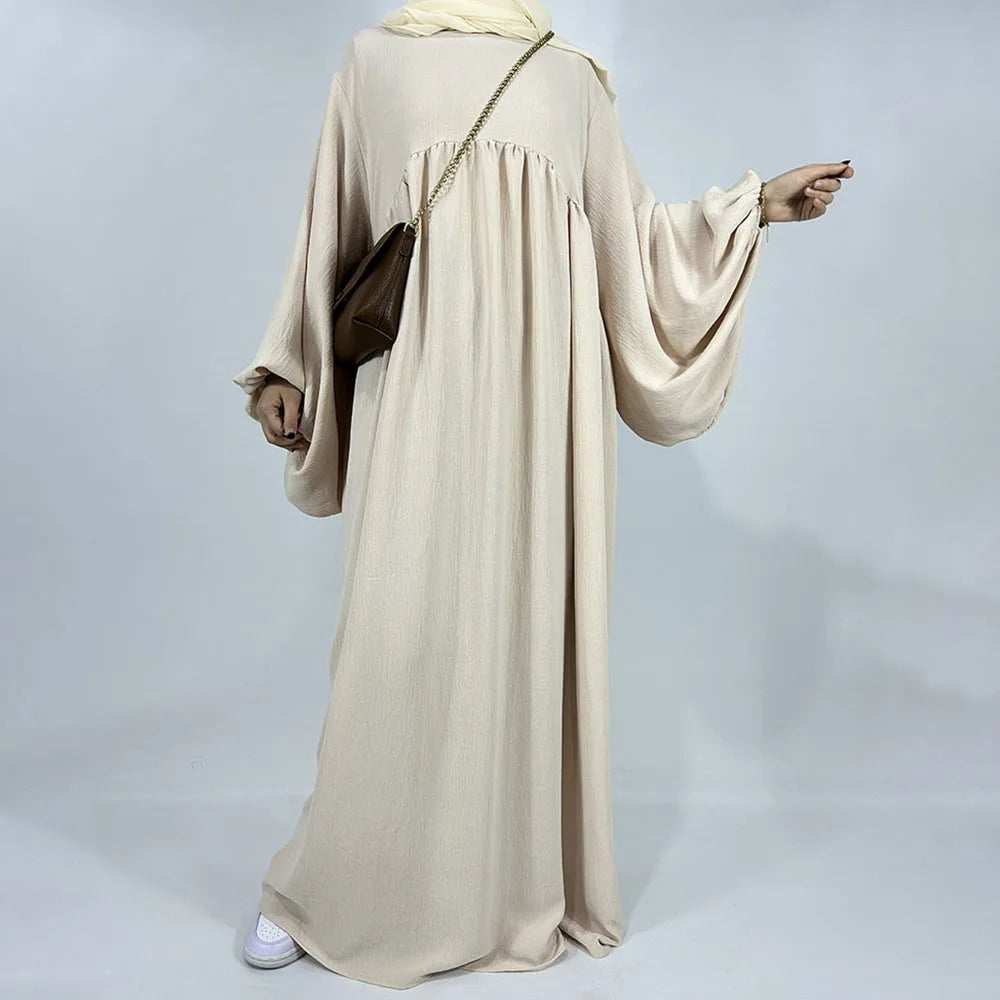 New Balloon Sleeve Abaya Jazz Crepe Wide Bottom Loose EID Ramadan Dubai Muslim Woman Wholesale Islamic Clothing Modest Dress
