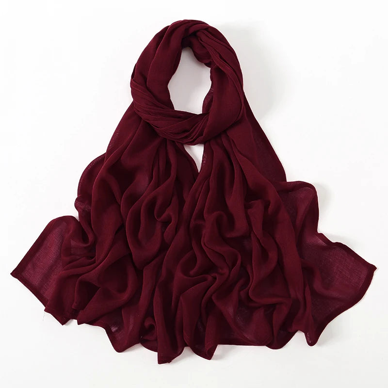 Muslim Hijabs for Women Scarf Thin Plain Shawls Femme Musulman Soft Viscose Rayon Headscarf Islamic Turban Headband 200x85cm