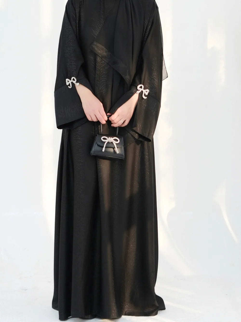 Eid Muslim Abaya for Women Bow Dresses Jalabiya Vestidos Split Sleeve Ramadan Morocco Dubai Long Robe Party Islam Kaftan 2025