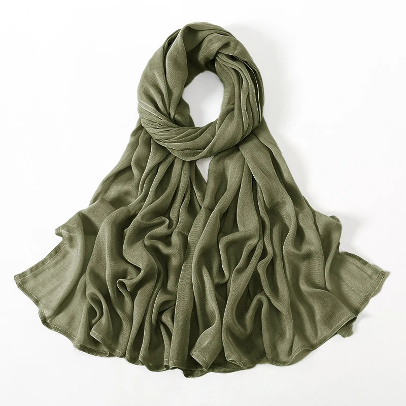 Muslim Hijabs for Women Scarf Thin Plain Shawls Femme Musulman Soft Viscose Rayon Headscarf Islamic Turban Headband 200x85cm
