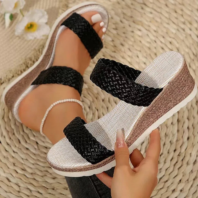 Summer Woman Shoes Sandals Breathable Shoes Woman Slip On Shoes For Women Wedge Sandals Woman Plus Size Footwear Slipper Female