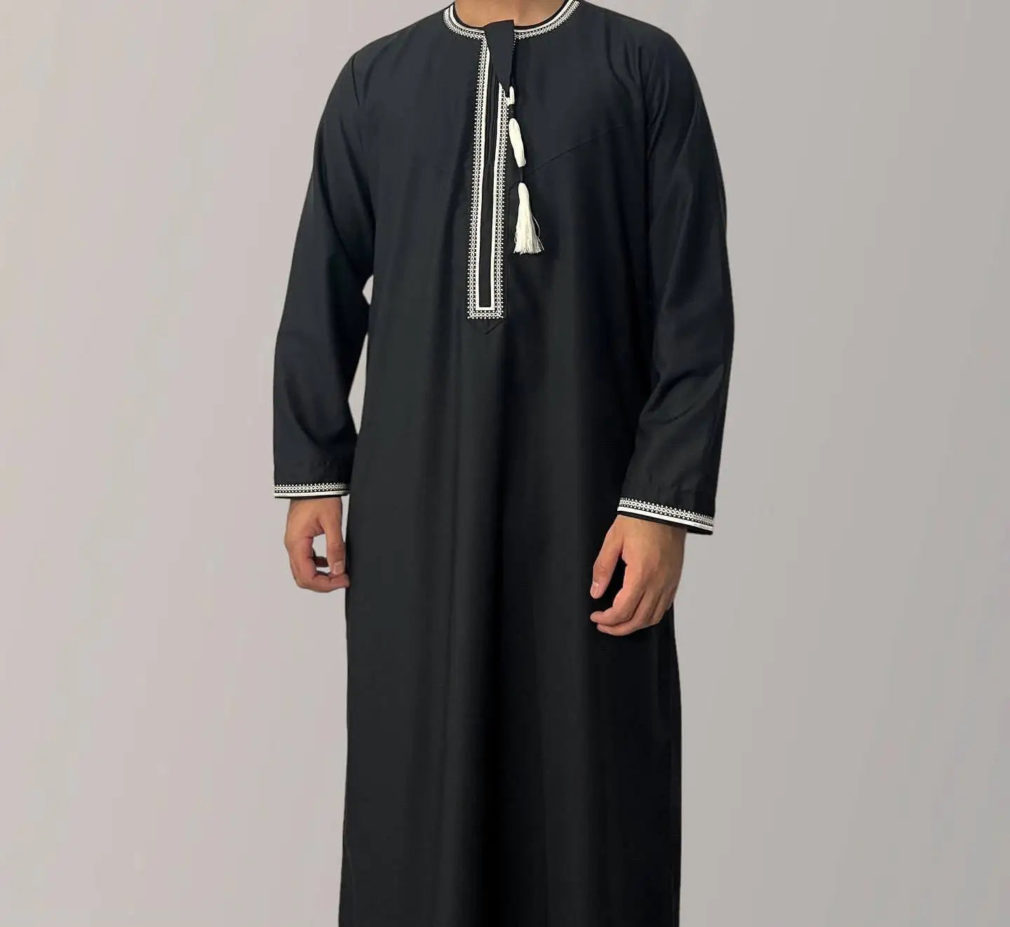 New 2025 Men's Muslim Abayas Dress Long-sleeved Pullover Kaftan Robe Men Jubba Thobe Pakistan Saudi Arab Caftan Islamic Clothing