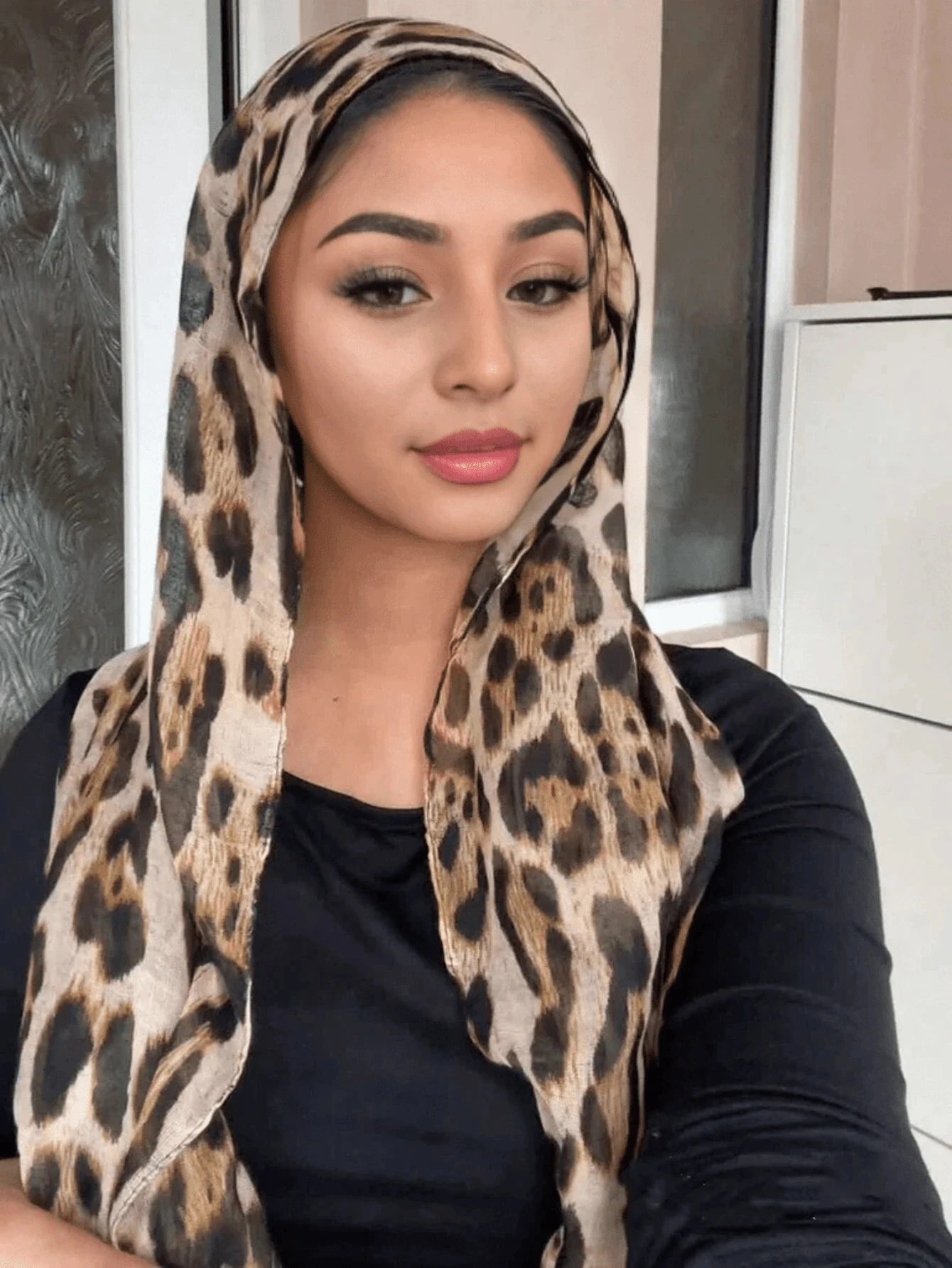 1PC Women's Scarves Bohemian Leopard Print Hijab Scarf Muslim Wrap Shawl Thin Lightweight And Breathable Suitable For Daily Wear