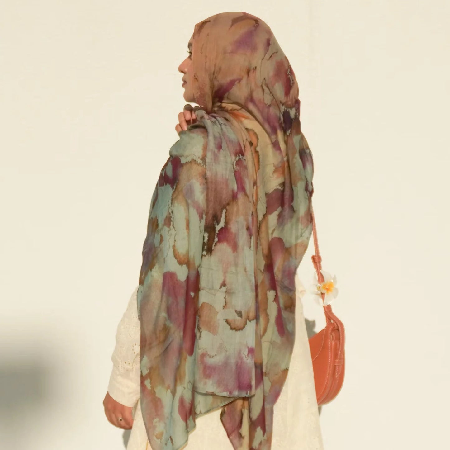 1Pcs Watercolor Print Lady Hijab Women Bohemian Soft Islam Ramadan Muslim Hijabs Foulard Femme Shawl Wrap Scarf Headscarf
