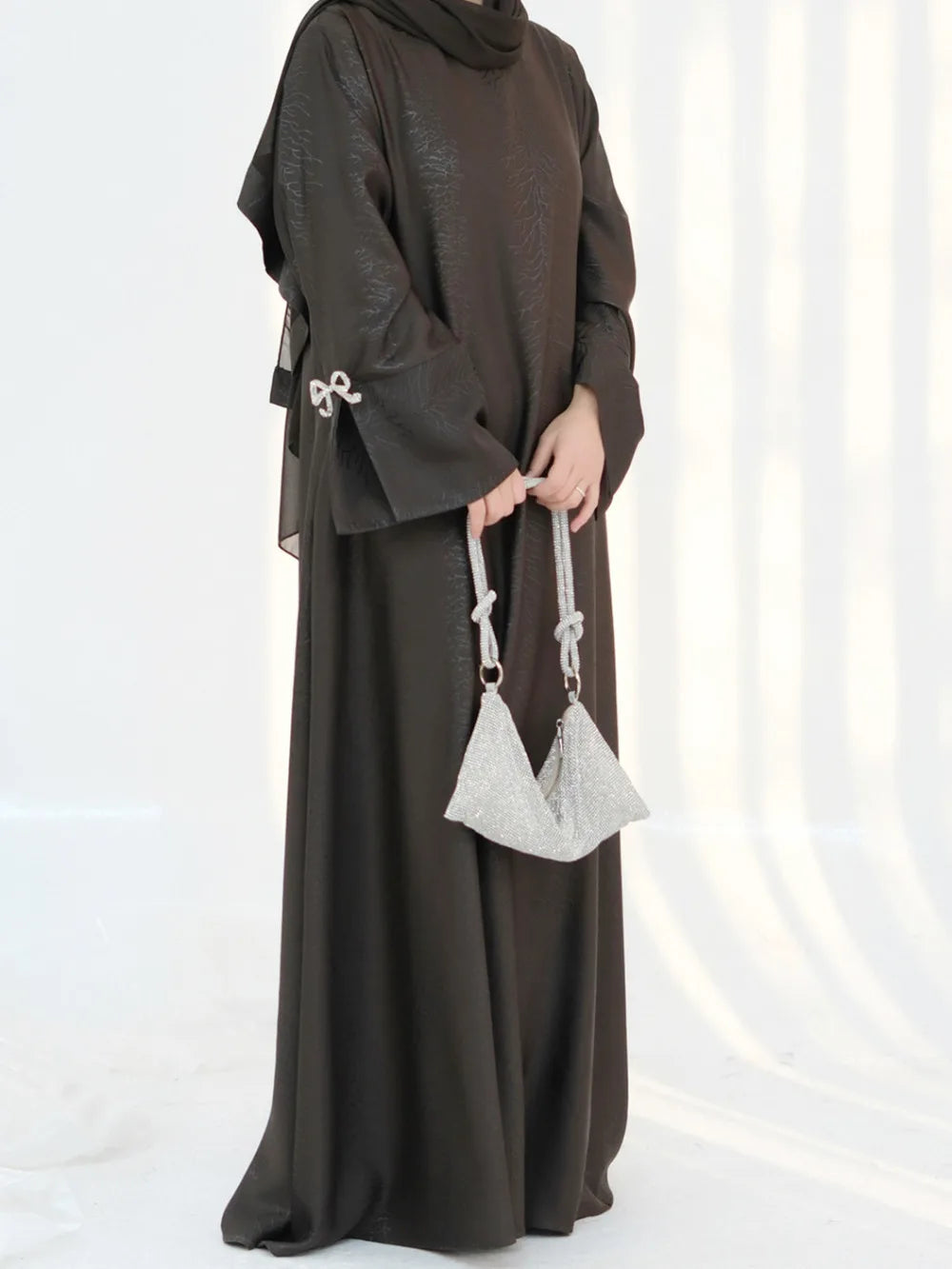 Eid Muslim Abaya for Women Bow Dresses Jalabiya Vestidos Split Sleeve Ramadan Morocco Dubai Long Robe Party Islam Kaftan 2025