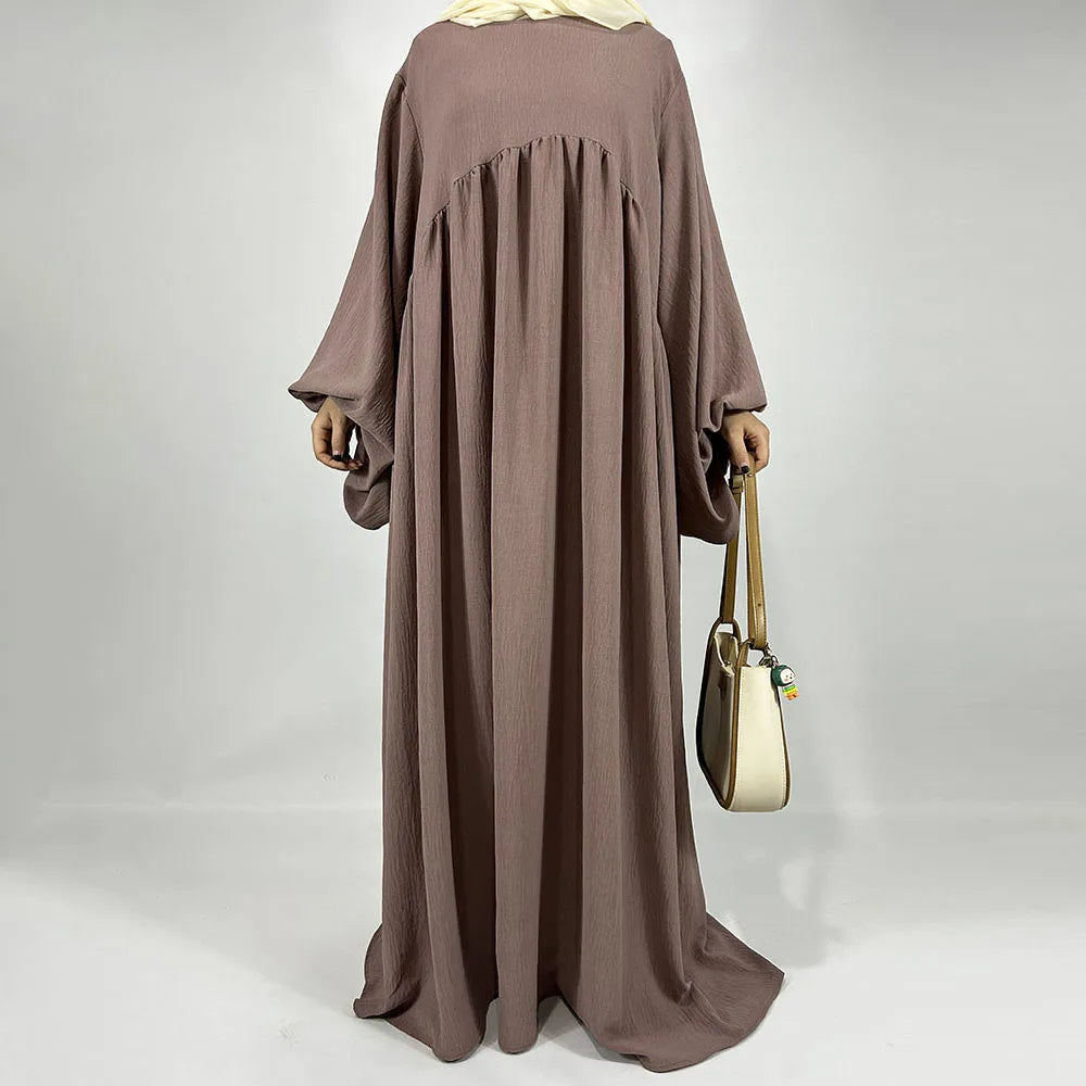 New Balloon Sleeve Abaya Jazz Crepe Wide Bottom Loose EID Ramadan Dubai Muslim Woman Wholesale Islamic Clothing Modest Dress