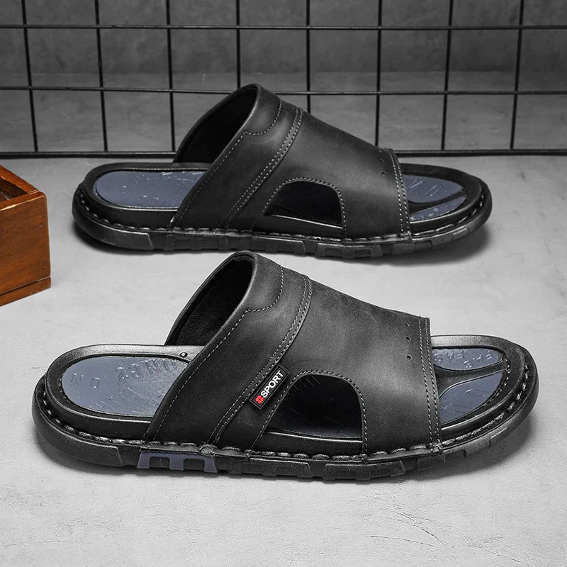 CYYTL Mens Slippers Summer Casual Shoes Beach Sandals Outdoor Slides Walking Comfort Leather Luxury Designer Fashion Lightweight