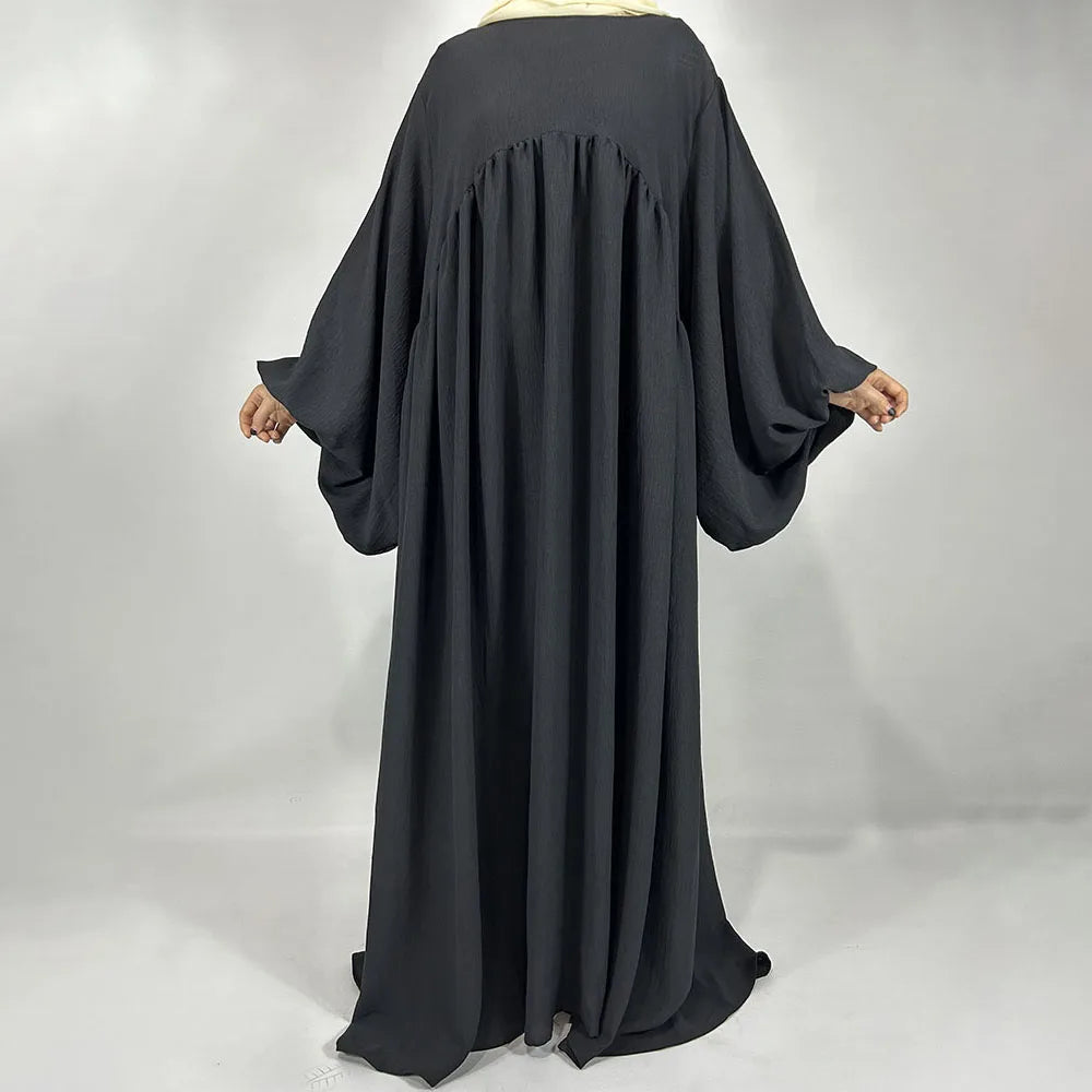 New Balloon Sleeve Abaya Jazz Crepe Wide Bottom Loose EID Ramadan Dubai Muslim Woman Wholesale Islamic Clothing Modest Dress