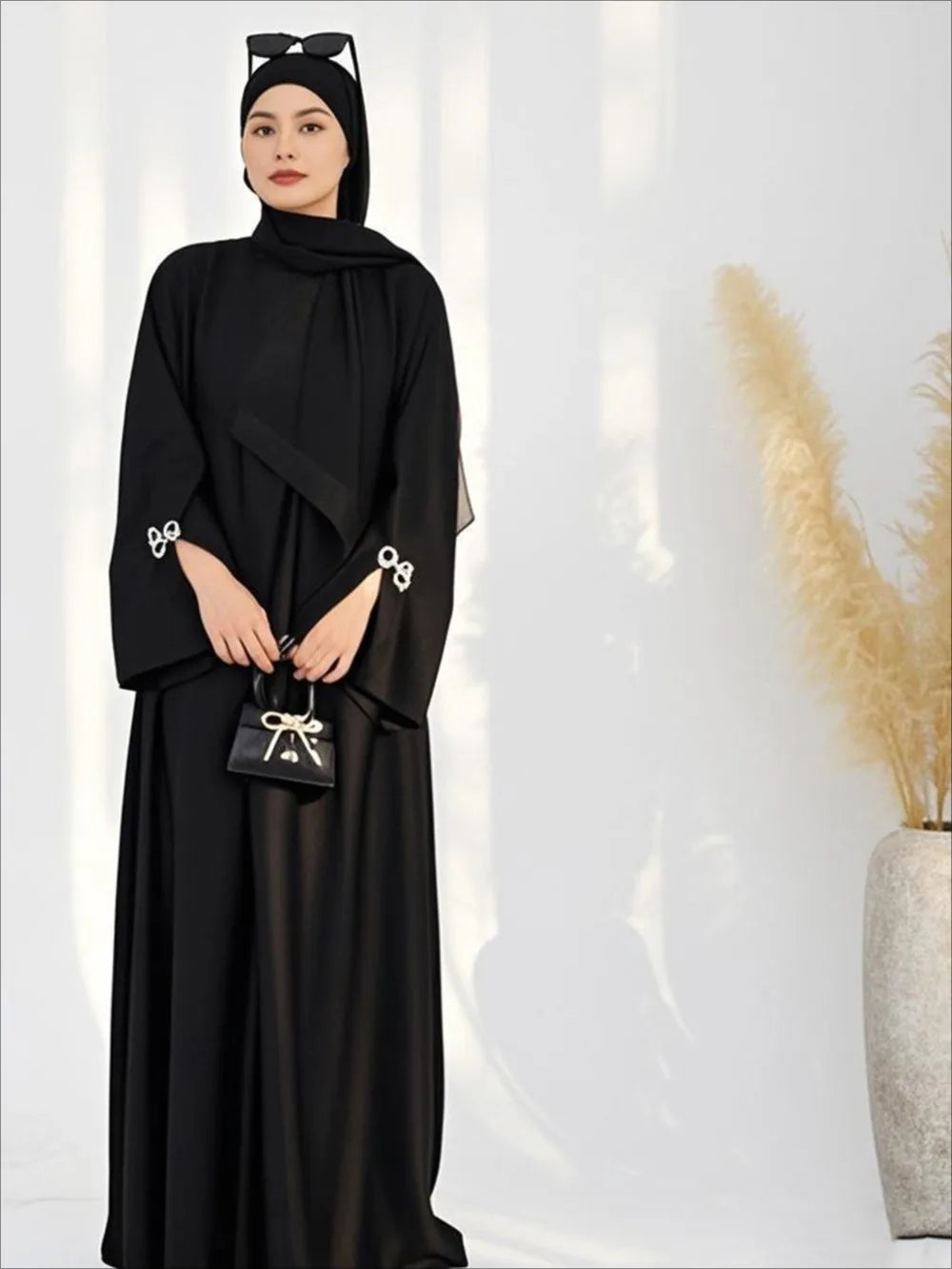 Eid Muslim Abaya for Women Bow Dresses Jalabiya Vestidos Split Sleeve Ramadan Morocco Dubai Long Robe Party Islam Kaftan 2025