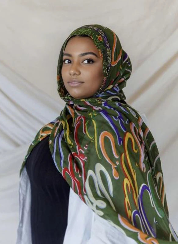 1Pcs Watercolor Print Lady Hijab Women Bohemian Soft Islam Ramadan Muslim Hijabs Foulard Femme Shawl Wrap Scarf Headscarf