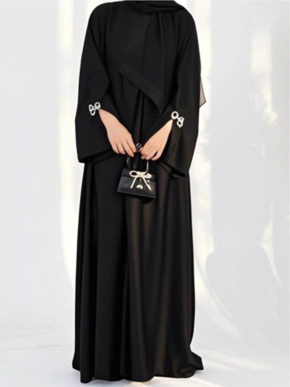 Eid Muslim Abaya for Women Bow Dresses Jalabiya Vestidos Split Sleeve Ramadan Morocco Dubai Long Robe Party Islam Kaftan 2025
