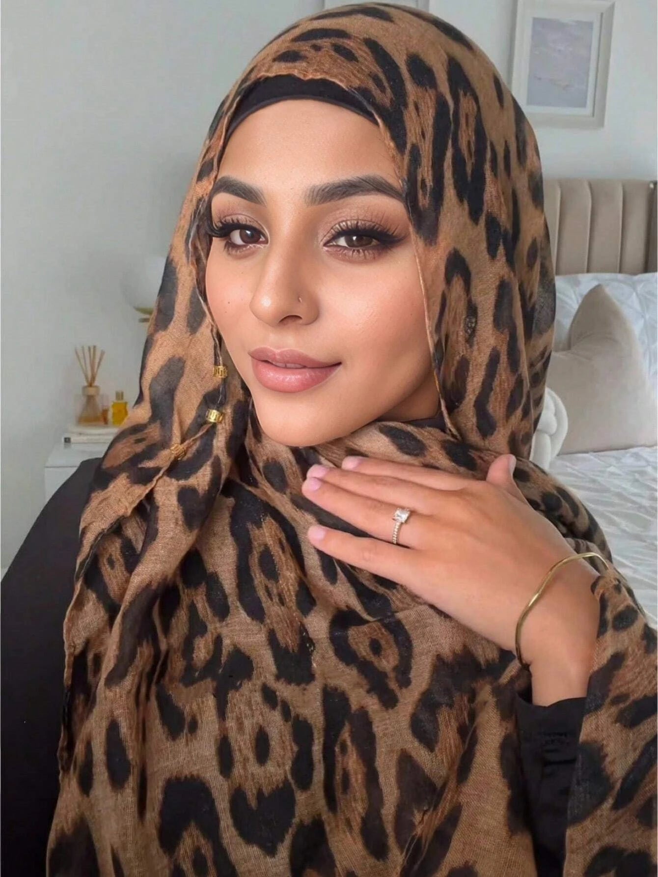 1PC Women's Scarves Bohemian Leopard Print Hijab Scarf Muslim Wrap Shawl Thin Lightweight And Breathable Suitable For Daily Wear
