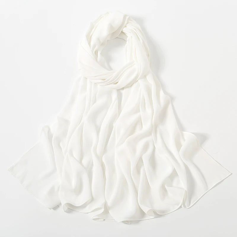 Women Heavy Chiffon Hijab Scarf Premium Chiffon Muslim Hijabs Plain Good Stitching Maxi Wrap Solid Color Musulman Femme Shawls