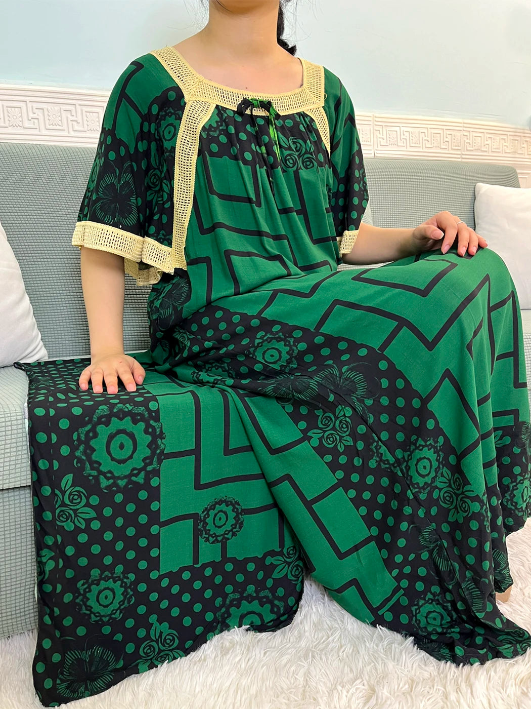 Muslim Abayas For Women 2024 Dubai Boat Neck Cotton Pocket Printed Embroider New Caftan Marocain Femme Loose Robe With Headscarf