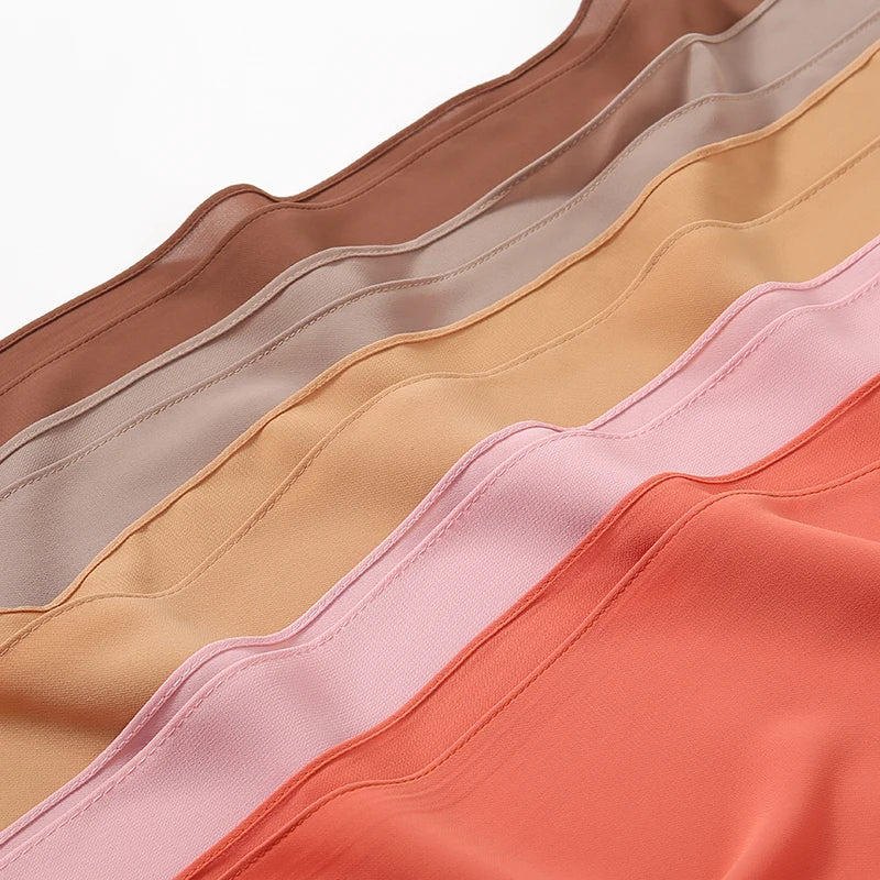 Women Heavy Chiffon Hijab Scarf Premium Chiffon Muslim Hijabs Plain Good Stitching Maxi Wrap Solid Color Musulman Femme Shawls