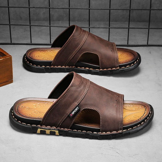 CYYTL Mens Slippers Summer Casual Shoes Beach Sandals Outdoor Slides Walking Comfort Leather Luxury Designer Fashion Lightweight