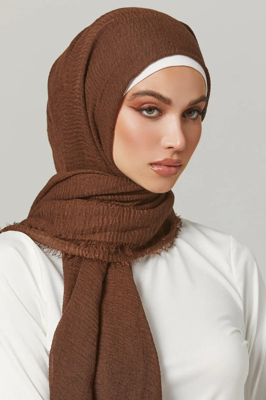175*70cm Muslim Women Crinkle Hijab Scarf Soft Solid Cotton Head Scarves Turban Shawls and Wrap Hijab Muslim Woman Veil Bandana