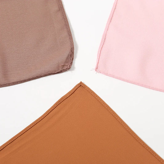 Women Heavy Chiffon Hijab Scarf Premium Chiffon Muslim Hijabs Plain Good Stitching Maxi Wrap Solid Color Musulman Femme Shawls