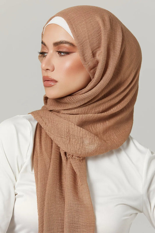 175*70cm Muslim Women Crinkle Hijab Scarf Soft Solid Cotton Head Scarves Turban Shawls and Wrap Hijab Muslim Woman Veil Bandana