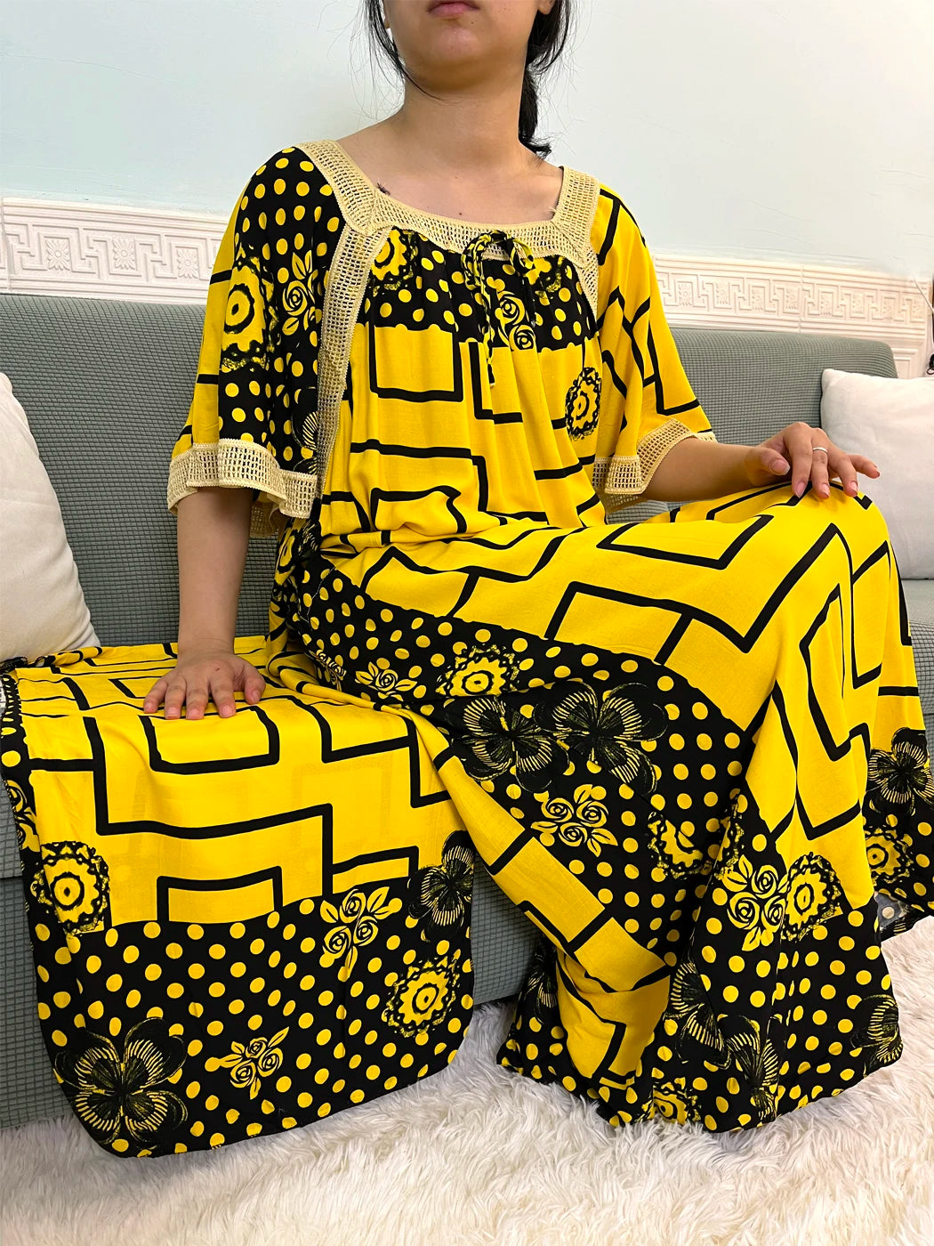 Muslim Abayas For Women 2024 Dubai Boat Neck Cotton Pocket Printed Embroider New Caftan Marocain Femme Loose Robe With Headscarf
