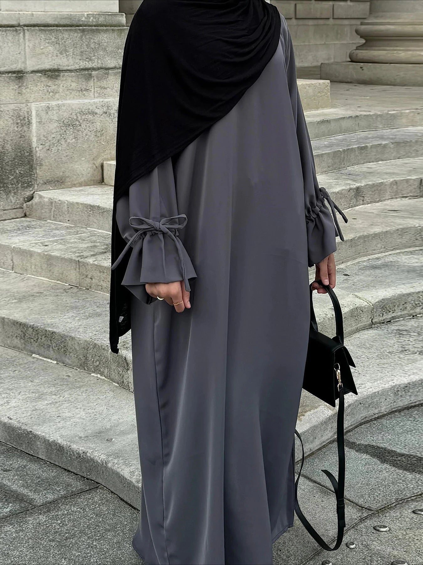Eid Muslim Dress for Women Abaya Bow Jalabiya Ramadan Lace Up Vestidos Largos Islam Arab Long Robe Morocco Dubai Kaftan 2025